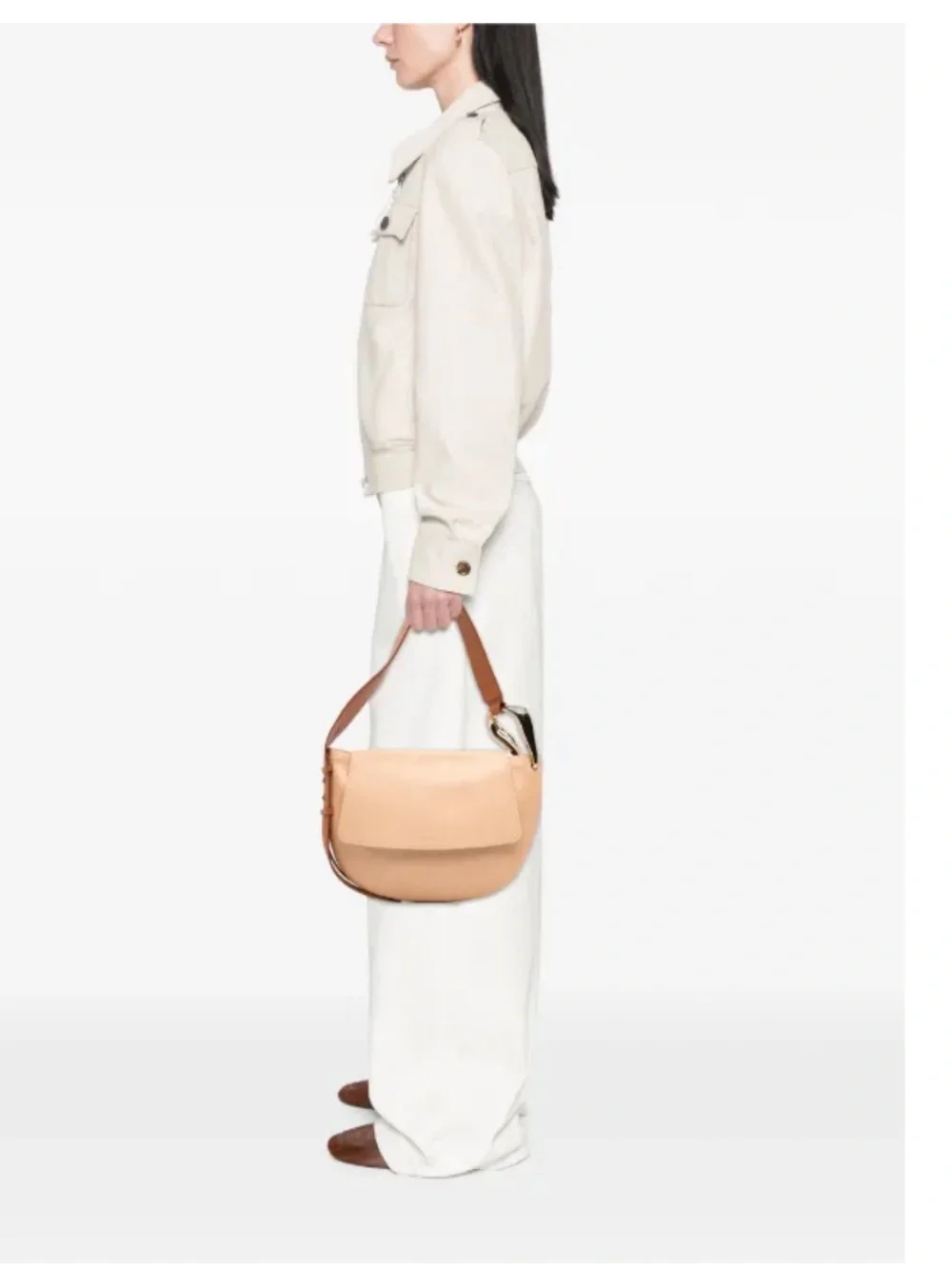 Chloé Little Kiss Beige Hobo Bag with Tan Strap and Gold Hardware